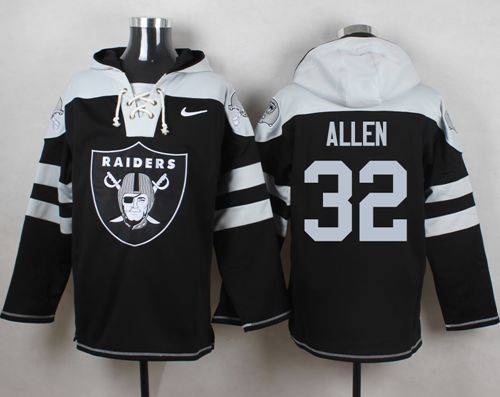 Nike Raiders #32 Marcus Allen Black Player Pullover NFL Hoodie - Click Image to Close
